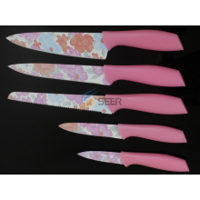 Cuchillo de cocina plástico colorido de la manija 5PCS (SE150005)